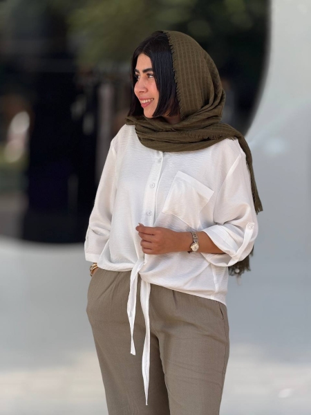 شومیز گره ای صوفیا سفید