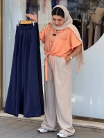 شلوار کرپ راه راه ریز بگ