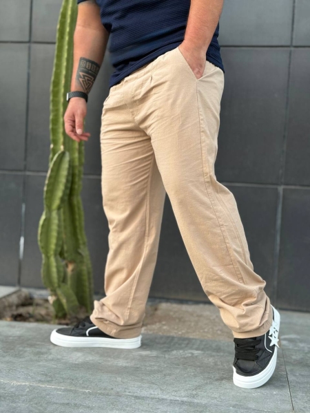 شلوار پارچه ای لنین کرم