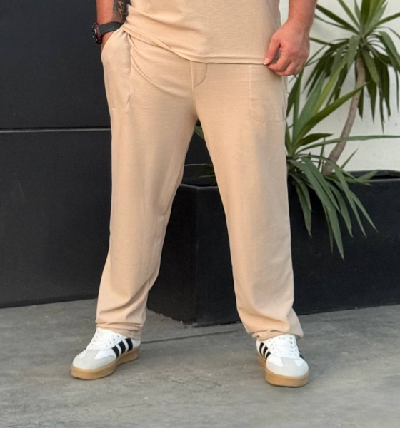 شلوار اسلش ساده مراکشی کرم