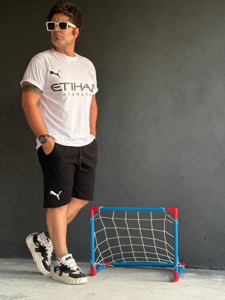 ست تیشرت و شلوارک طرح Puma سفید مشکی