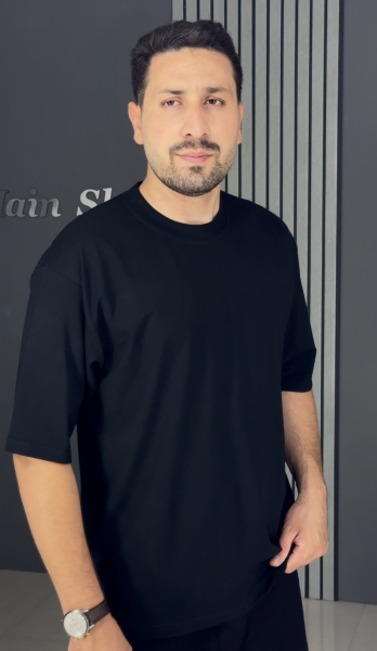 تیشرت نخ پنبه قواره لش باکسی مشکی