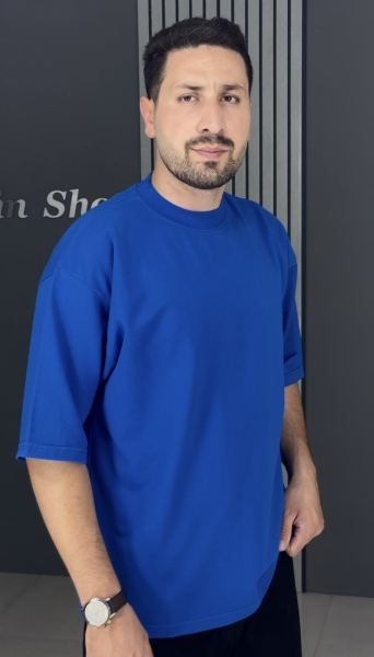 تیشرت قواره لش باکسی آبی