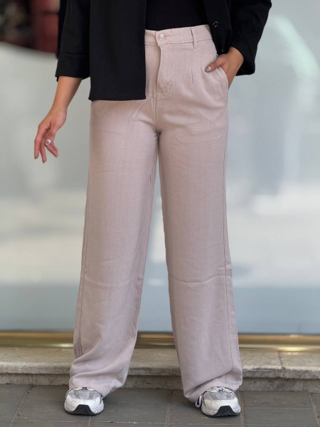 شلوار نیم بگ کمرساده لیوسل