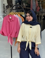 شومیز گره ای اطلس پاستیلی