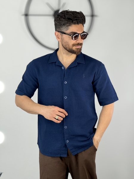 پیراهن کنفی سرمه ایی