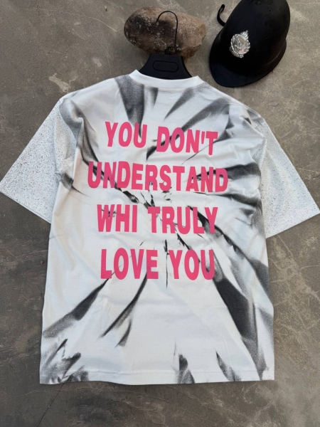 تیشرت آستین کوتاه رنگ پاشیده Dior سفید مشکی