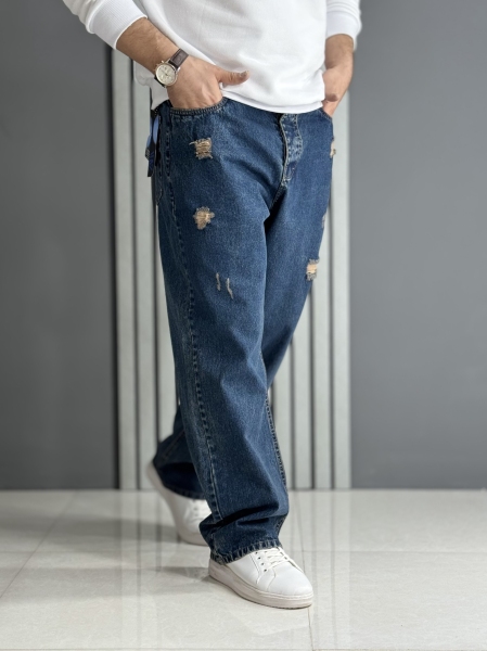 شلوار جین بگ آبی زاپدار ( قد 110سانت )