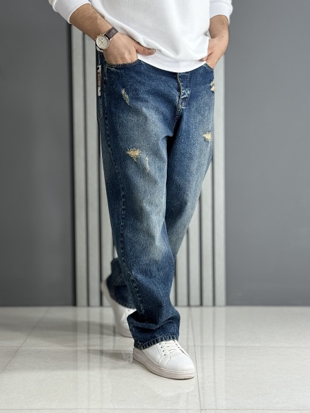 شلوار جین بگ آبی تیره ( قد 110 سانت )