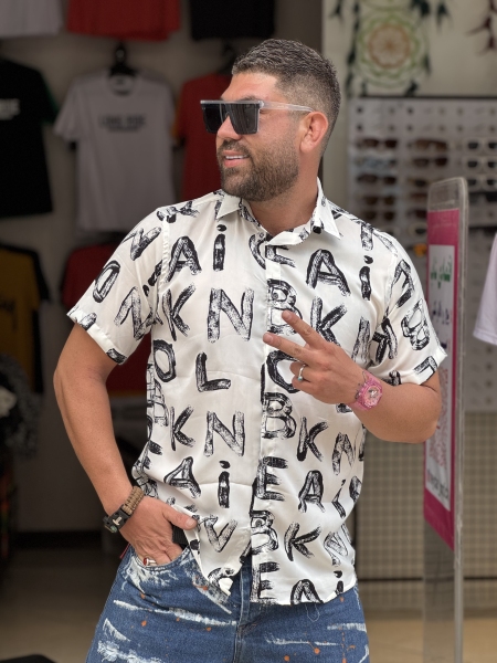 پیراهن بسیار خنک پیراهن پارچه لخت پیراهن طرح هاوایی