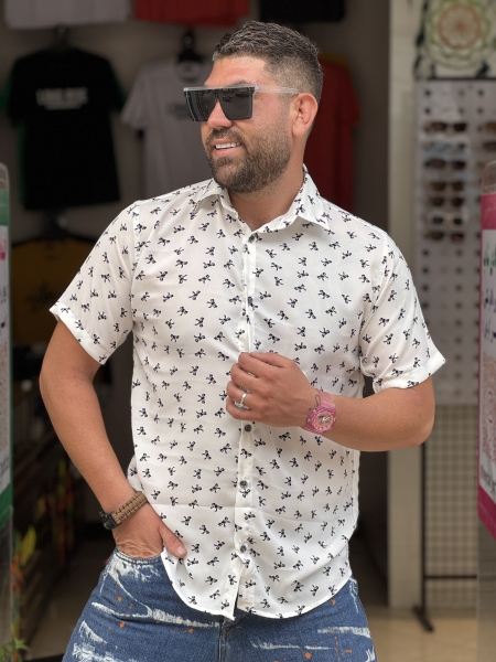 پیراهن بسیار خنک پیراهن پارچه لخت پیراهن طرح هاوایی