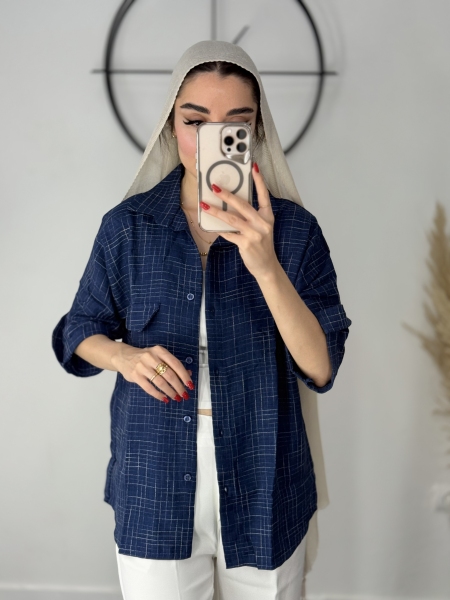 شومیز زنانه سرمه ای کد 40