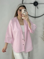 شومیز لینن زنانه صورتی کد 30