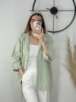 شومیز لینن زنانه سبز ماچا کد 30