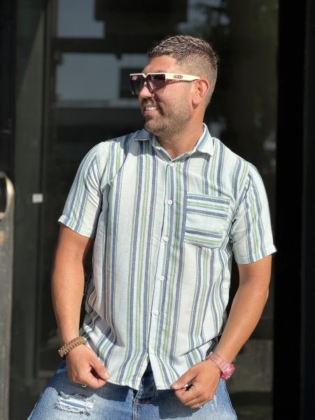 پیراهن کنفی خنک پیراهن با کیفیت (خط سبز