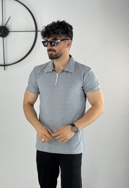 نیم زیپ مراکشی طوسی روشن