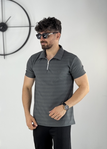 نیم زیپ مراکشی طوسی تیره