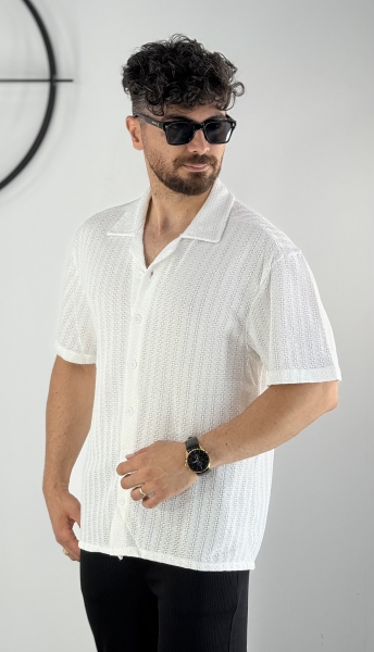 پیراهن مراکشی باکسی پارچه تنفسی سفید