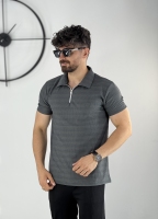 نیم زیپ مراکشی طوسی تیره