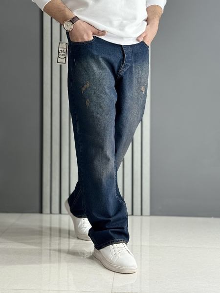 شلوارمردانه جین بگ آبی تیره (قد 110سانت )