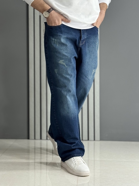 شلوار مردانه جین بگ آبی ( قد 110 سانت )