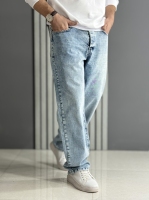 شلوار جین بگ آبی گرم بالا ( قد 110سانت )