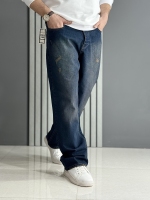 شلوارمردانه جین بگ آبی تیره (قد 110سانت )