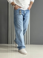 شلوار مردانه جین بگ آبی ( قد 110 سانت )