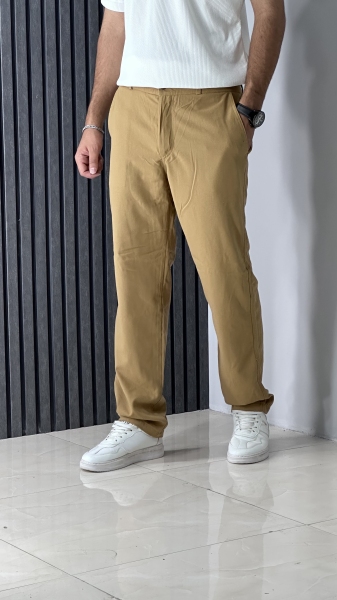 شلوار استرایت لینن کرم تیره