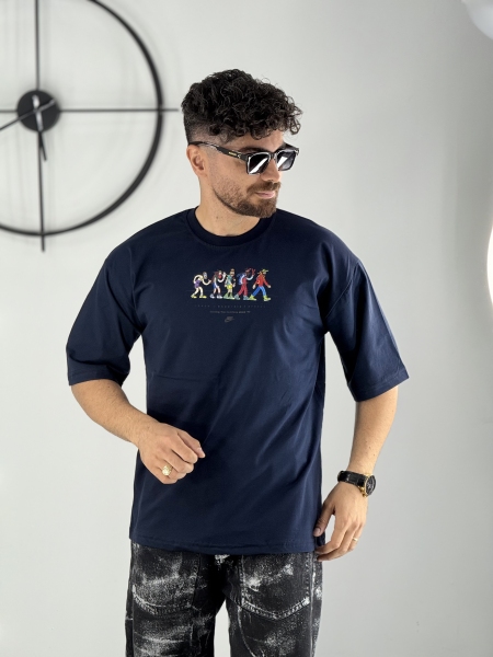 تیشرت استیکر سرمه ای