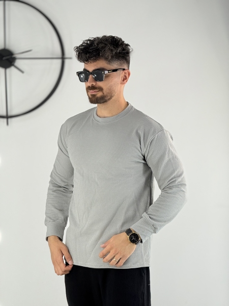 تیشرت استین بلند طوسی روشن