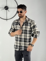 پیراهن پشمی مشکی کرم