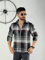 پیراهن پشمی مشکی خط قرمز