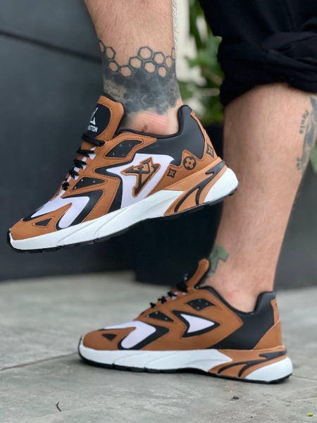 کتونی اسپرت LV سفید مشکی قهوه ای