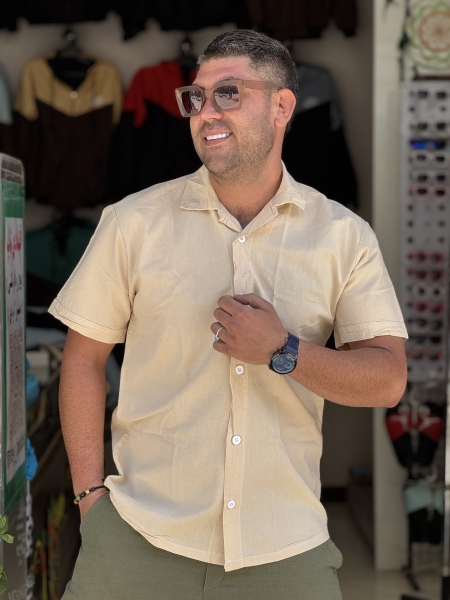 پیراهن لینن پارچه خارجی پیراهن اولدمانی