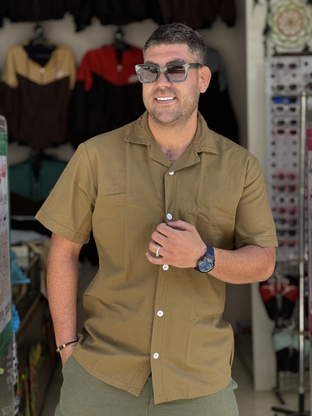 پیراهن لینن پارچه خارجی پیراهن اولدمانی