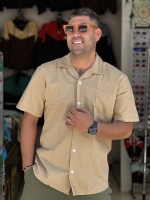 پیراهن لینن پارچه خارجی پیراهن اولدمانی(کرم تیره