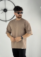 تیشرت ساده پارچه ماکان کرم تیره