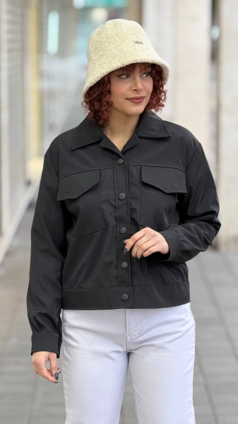 بارانی دکمه مشکی ملیسا