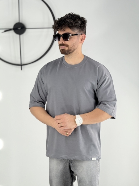 تیشرت بیسیک پارچه ماکان طوسی