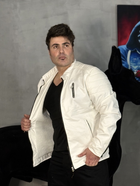 کاپشن چرم جدید سفید