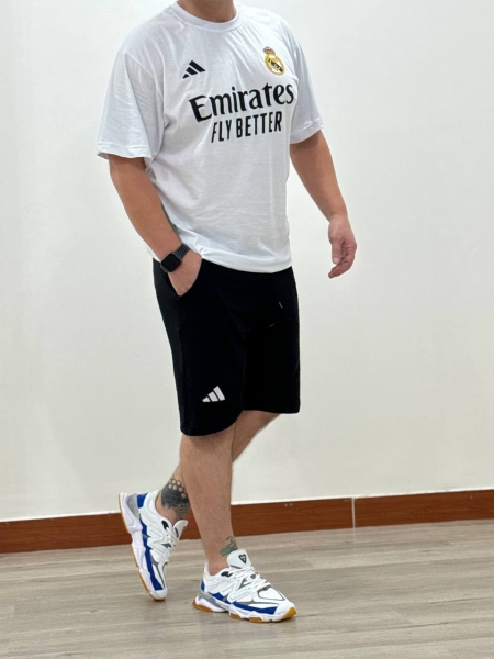 ست تیشرت و شلوارک طرح Real madrid سفید مشکی