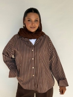 شومیز لینن راه راه قهوه