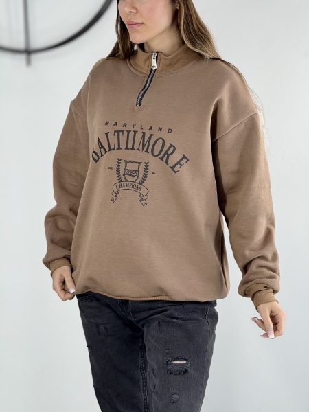 دورس زنانه نیم زیپ موکا