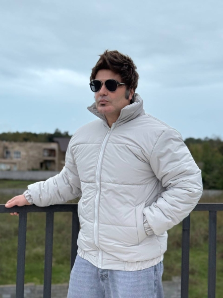 کاپشن پفی خاکی