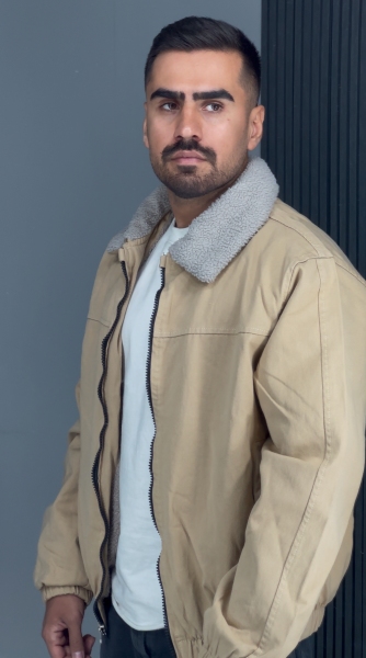 کاپشن کتان داخل خز کرمی