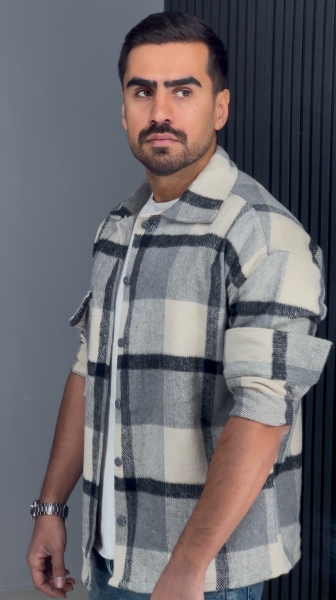 پیراهن پشمی باکسی طوسی