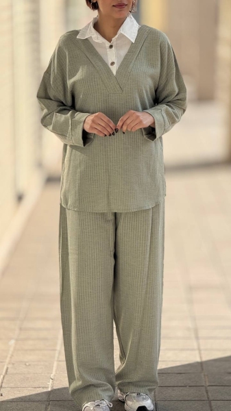 ست راه راه یقه مردانه