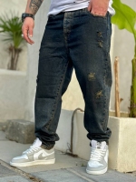 شلوار جین مام فیت زاپدار JEN.S سرمه ای