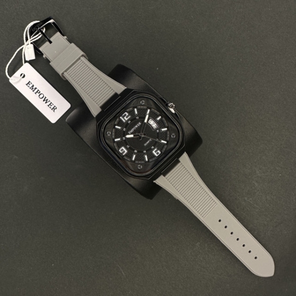 EMPOWER مردانه کد(59)قاب مشکی صفحه مشکی بند طوسی